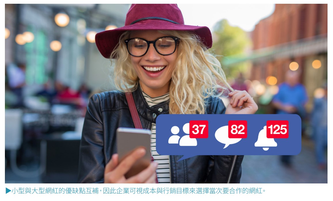 小型與大型網紅的優缺點互補，因此企業可視成本與行銷目標來選擇當次要合作的網紅。.jpg